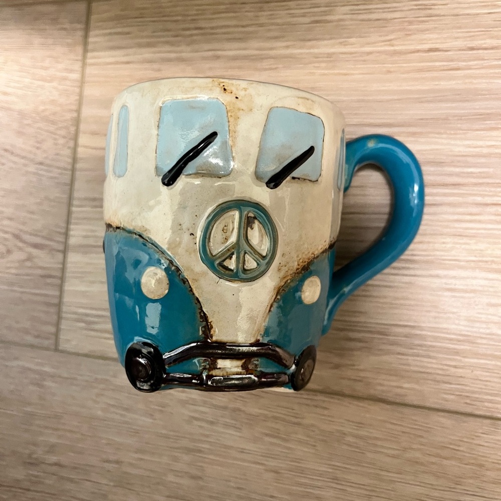 Old School VW Van Blue Ceramic Mug